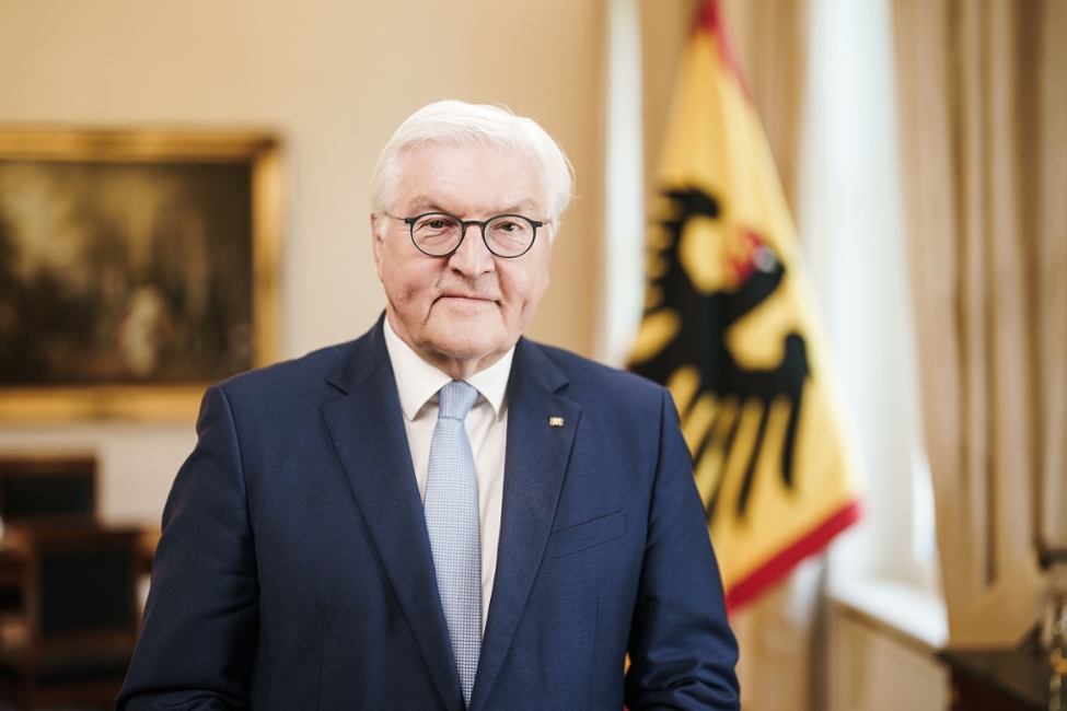 Bundespräsident Steinmeier nimmt ein Videogrußwort für die Medientage Mitteldeutschland auf